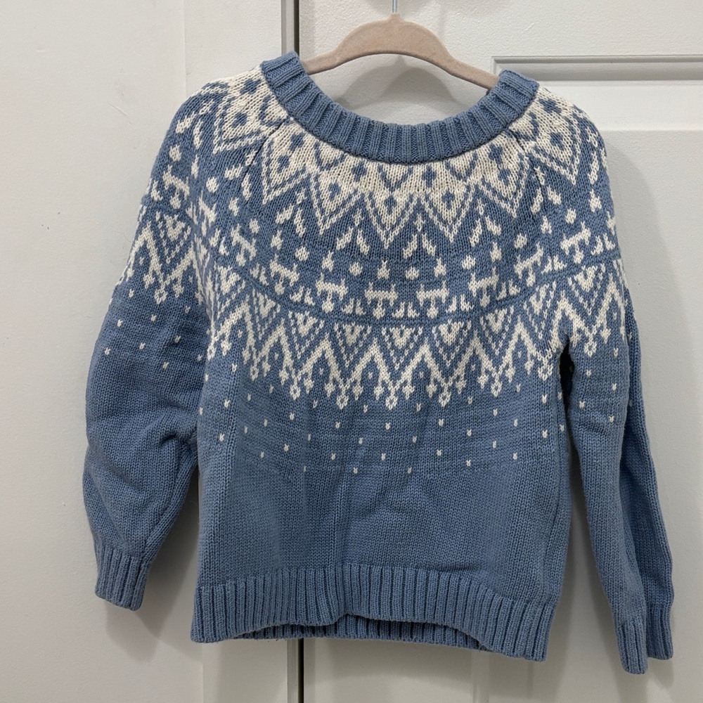 Old Navy Toddler Girl’s Blue and White Knit Sweater